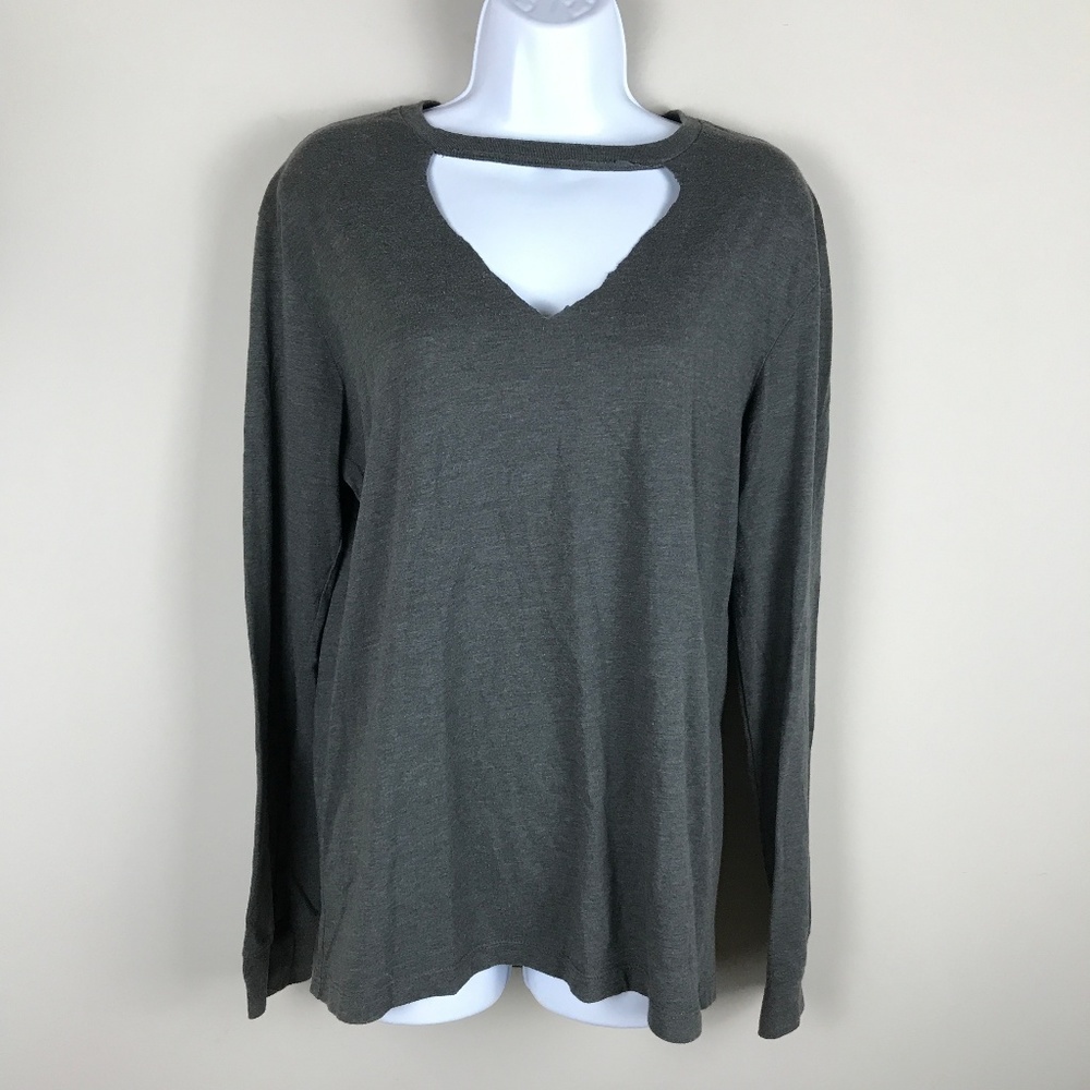 🌴 J Crew Factory LS Grey T shirt Sz S